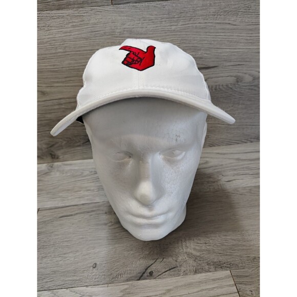 Ahead Golf Hat White w/ Red Hand Finger Pointing "Heads Up Golf Champs" - Picture 1 of 9